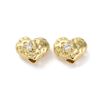 Brass Micro Pave Clear Cubic Zirconia Beads KK-U042-05G-1