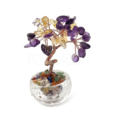 Natural Amethyst Chips Tree of Life Decorations DJEW-Q010-01D-1