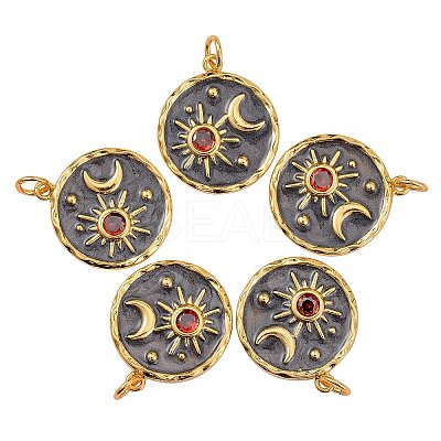 5Pcs Brass Micro Pave Cubic Zirconia Pendants ZIRC-SZ0001-73-1