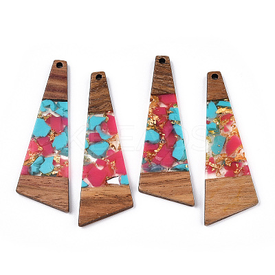 Transparent Resin & Walnut Wood Big Pendants RESI-TAC0017-71-A04-1