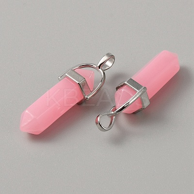 Natural Dyed White Jade Double Terminal Pointed Pendants G-WH0016-37G-1