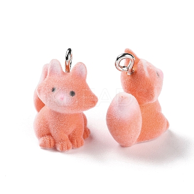 Animal Shape Flocky Resin Pendants RESI-Q229-01G-1