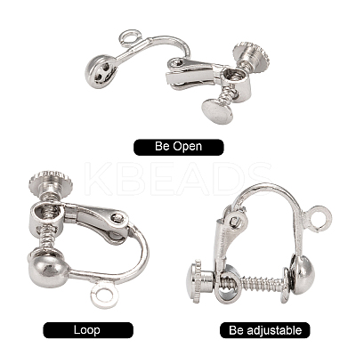 Brass Screw On Clip-on Earring Dangling Charms Pendants Setting Findings LS-KK-M019-01P-1
