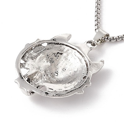Alloy Wolf Pendant Necklace with 201 Stainless Steel Box Chains LS-NJEW-E016-19AS-1