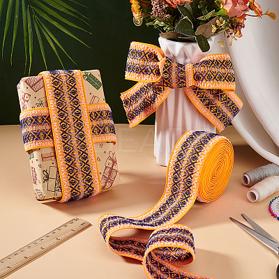 Vintage Jacquard Polyester Ribbon SRIB-WH0011-265-1