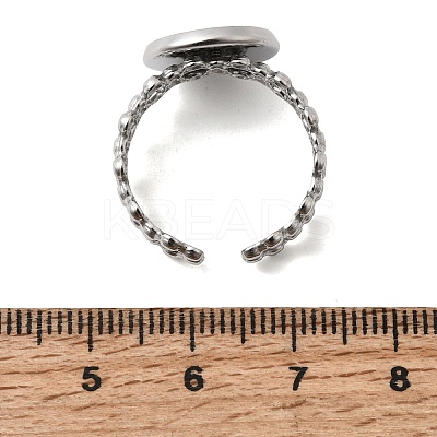 Hollow Flower 304 Stainless Steel Cuff Ring Components STAS-P454-03C-P-1