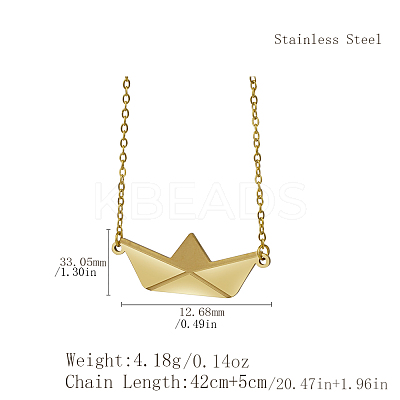 Personalized Stainless Steel Paper Boat-shaped Pendant Necklaces for Women Daily Wear Gift DZ0863-1-1