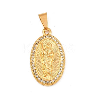 304 Stainless Steel with Rhinestone Pendants LS-STAS-Z171-24G-02-1