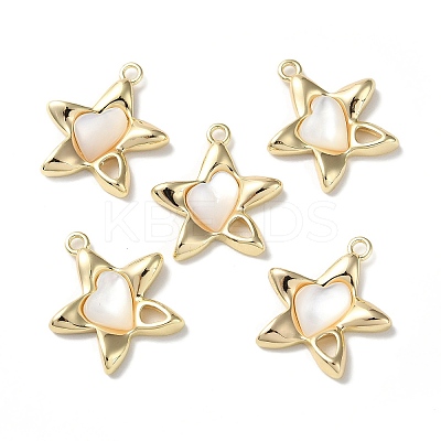 Natural White Shell Star Pendants BSHE-Z003-01G-1