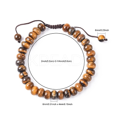 Adjustable Natural Tiger Eye Braided Bead Bracelets BJEW-F369-A06-1