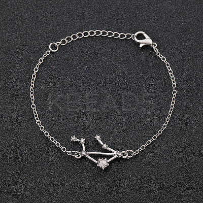 12 Constellations Alloy Rhinestone Link Bracelets WG43B2B-15-1