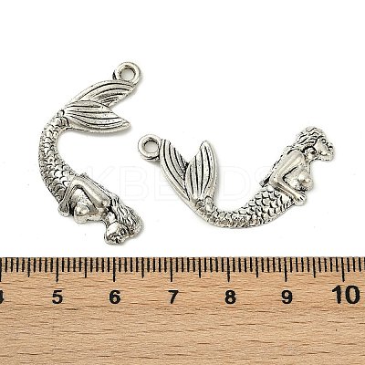 Tibetan Style Alloy Mermaid Pendants TIBEP-36349-AS-RS-1