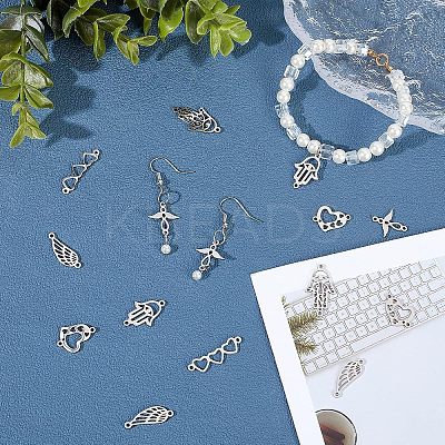 24Pcs 6 Style 201 Stainless Steel Links Connectors STAS-FH0001-49-1
