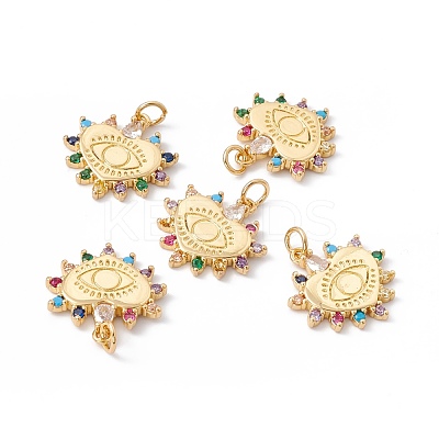 Rack Plating Brass Micro Pave Colorful Cubic Zirconia Pendants ZIRC-C040-15G-1