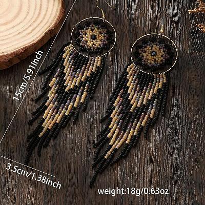Handmade Bohemian Glass Seed Bead Beaded Chandelier Earrings GZ5802-1