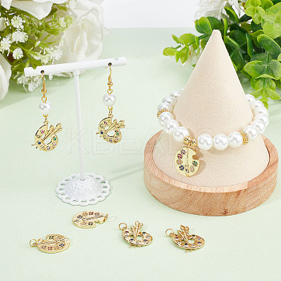 8Pcs 2 Style Brass Micro Colorful Cubic Zirconia Pendants KK-BBC0005-82-1