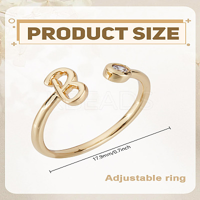 1Pc Brass Micro Pave Clear Cubic Zirconia Open Cuff Rings for Women RJEW-LP0002-37B-1