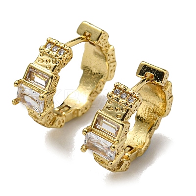 Rack Plating Brass Rectangle Hoop Earrings with Cubic Zirconia EJEW-D063-05G-1