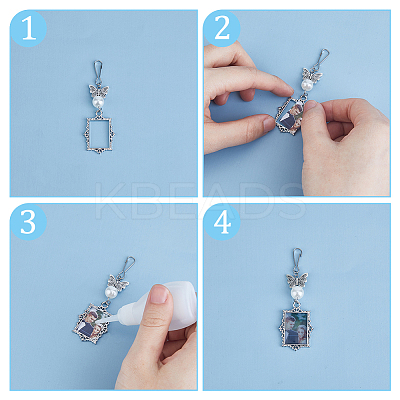 2 Sets Tibetan Style Alloy Butterfly & Painting Frame Pendant Decorations HJEW-UN0001-15-1