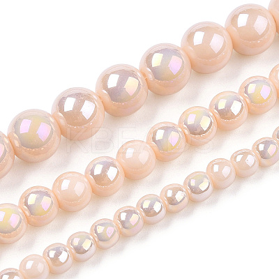 Electroplate Opaque Glass Beads Strands GLAA-T032-P6mm-AB09-1
