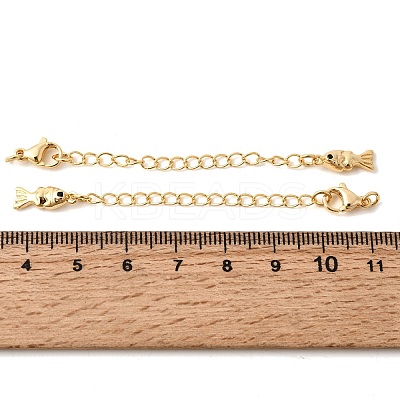 Brass Micro Pave Clear Cubic Zirconia Curb Chain Extender KK-Z149-10G-1