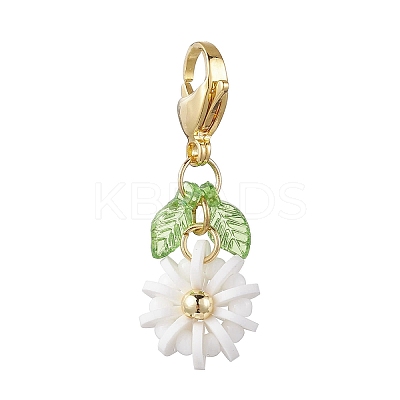 Flower Polymer Clay & Glass Pendants Decorations HJEW-MZ00327-05-1