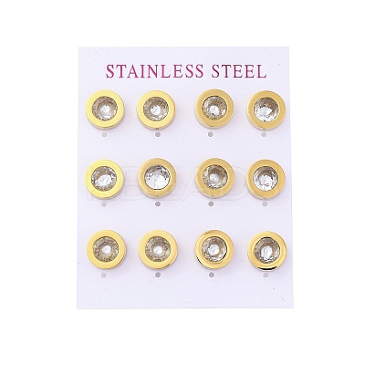 304 Stainless Steel Flat Round Stud Earrings EJEW-C099-23G-03-1