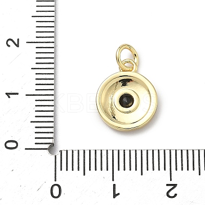 Brass Micro Pave Cubic Zirconia Flat Round Charms KK-C156-24G-1