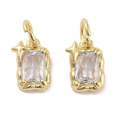 Brass Micro Pave Cubic Zirconia Charms KK-C051-10G-05-1