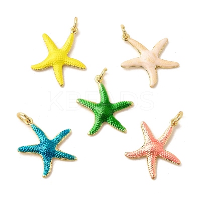 Brass Enamel Sea Animals Pendants KK-I378-15G-A-1