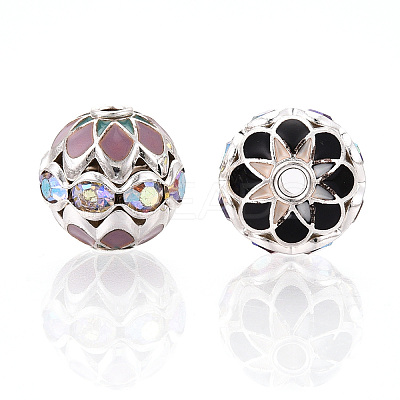 Round Brass Enamel Beads KK-Q080-01A-S-1