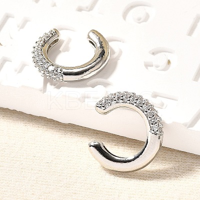 Cubic Zirconia C-Shaped Cuff Earrings EJEW-G295-19P-04-1