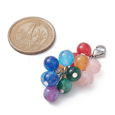 Resin Imitation Cat Eye Beaded Pendants Decoraiton HJEW-JM01203-1