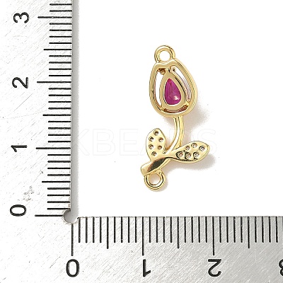 Brass Pave Cubic Zirconia Tulip Flower Connector Charms KK-I276-51G-01-1