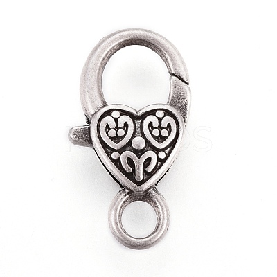 Tibetan Style Heart Lobster Claw Clasps LF014Y-TAS-NR-1