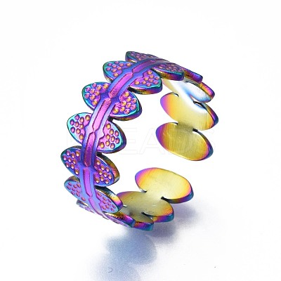304 Stainless Steel Oval Wrapped Cuff Ring RJEW-N038-070-1
