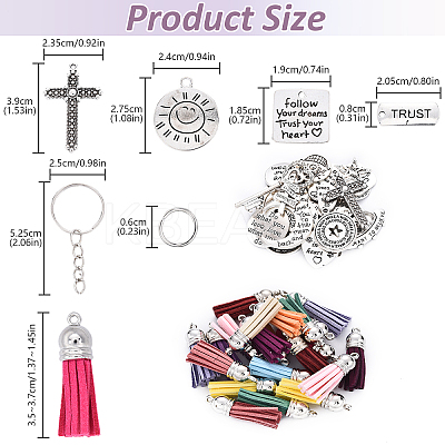 DIY Alloy Pendants Keychain Making Kits DIY-YW0011-42-1