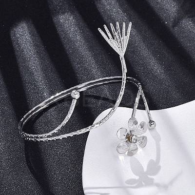 Flower Alloy Arm Cuff Bangles for Girl Women AJEW-A063-01G-P-1