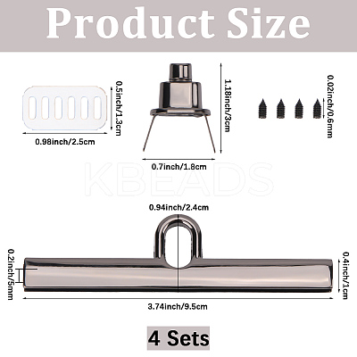 4Pcs Zinc Alloy Twist Bag Lock Purse Catch Clasps PURS-CP0001-03B-1