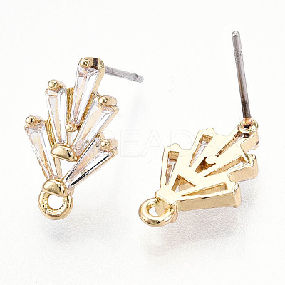 Brass Cubic Zirconia Ear Studs MAK-T011-04G-1