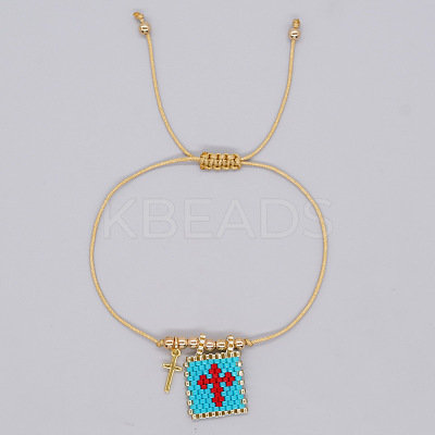 Bohemian Style Glass Seed Bead & 304 Stainless Steel Charm Bracelets BY1855-6-1