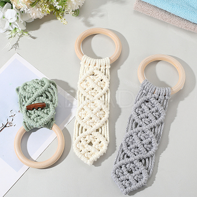 3Pcs 3 Colors Cotton Thread Weave Towel Rack AJEW-GF0011-75-1