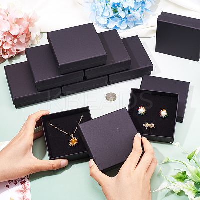 18Pcs Kraft Cotton Filled Cardboard Paper Jewelry Set Boxes CBOX-TA0001-11-1