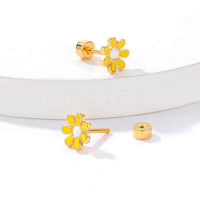 Real 18K Gold Plated 201 Stainless Steel Stud Earrings for Women TL9676-2-1