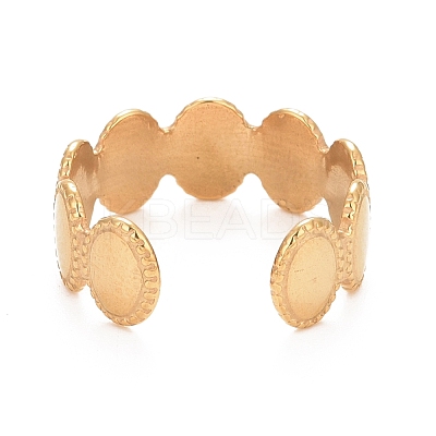 Ion Plating(IP) 304 Stainless Steel Oval Wrap Open Cuff Ring for Women RJEW-C025-05G-1