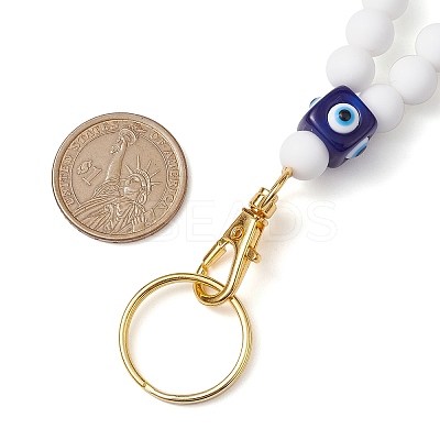 Round Silicone & Resin Evil Eye Beads Name Card Necklace Lanyard NJEW-JN05095-02-1