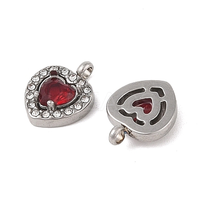 304 Stainless Steel Cubic Zirconia Pendants STAS-A076-02P-03-1