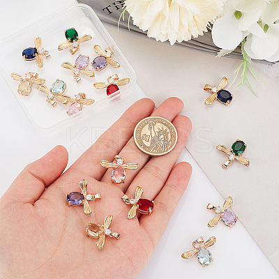 16Pcs 8 Colors Glass Pendants GLAA-GA0001-31-1