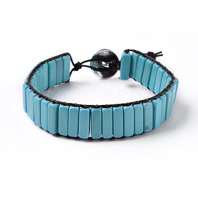 Synthetic Turquoise Beads Cord Bracelets BJEW-JB04146-1