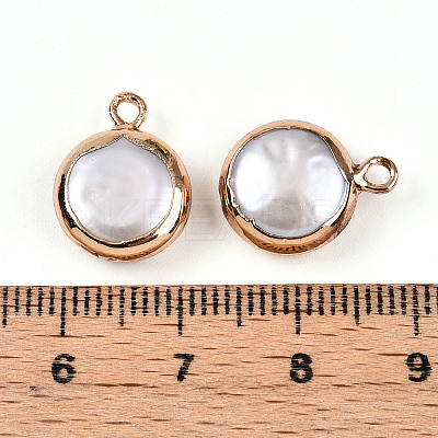 Electroplated Natural Keshi Pearl Flat Round Pendants LS-PEAR-S018-02C-01A-1